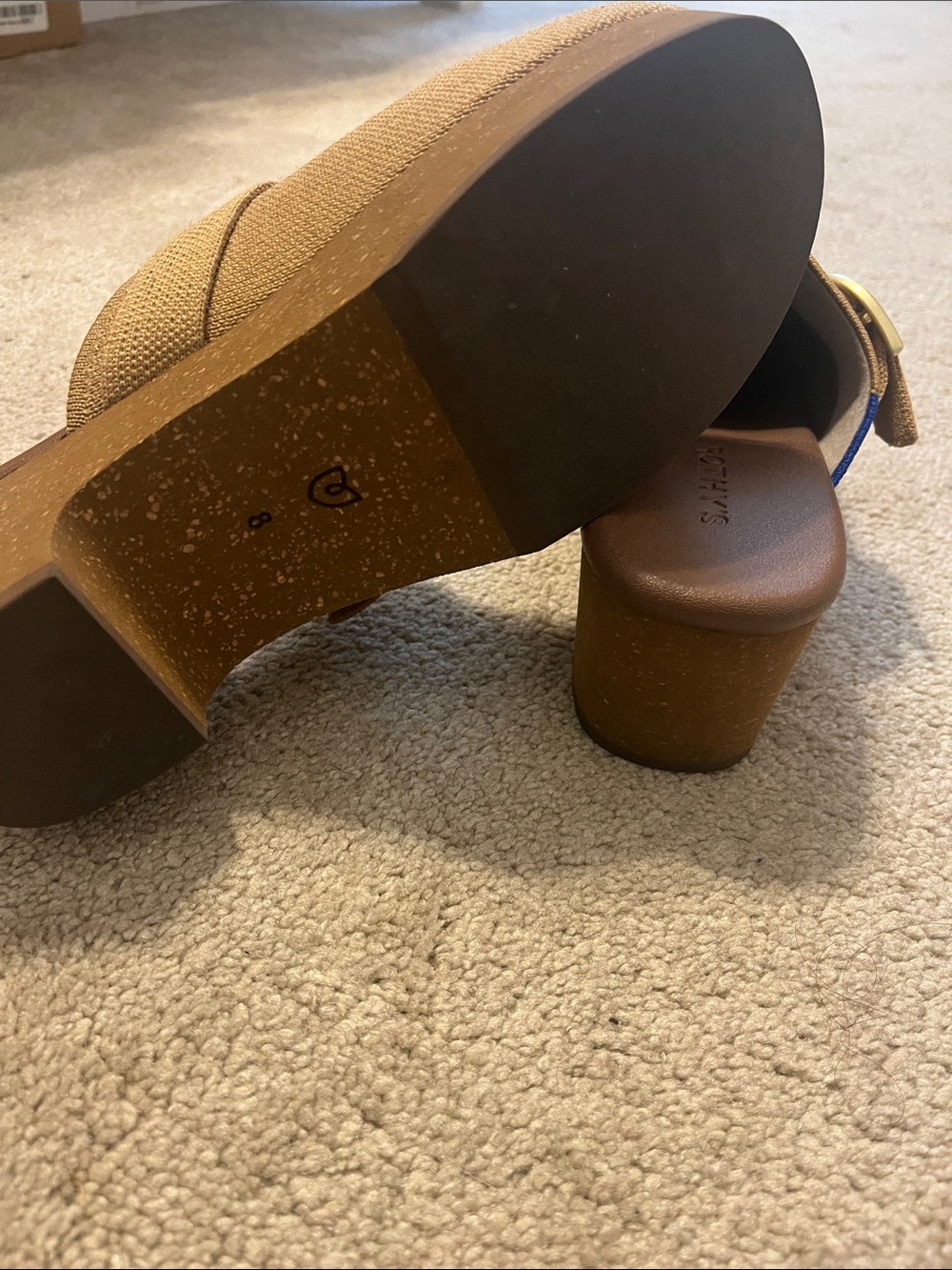 Rothy's Women’s The Classic Buckle Clog Butternut size 8 Tan Knit Mules - Picture 7 of 7